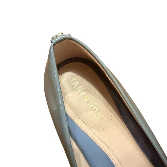 Taryn Rose Women’s Babs gray/blue patent leather kitten wedge heels, Size 7.5 - Picture 5 of 7